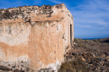 abandoned ruin of natural stones in the desert