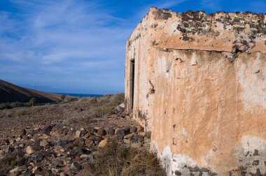 abandoned ruin of natural stones in the desert