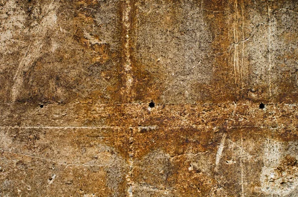 Vecchio Muro Cemento Con Laminazione Acciaio Arrugginito — Foto Stock
