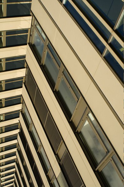 Modern flat building facade with windows