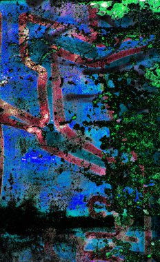 Soyut renklerle paslanmış yüzey