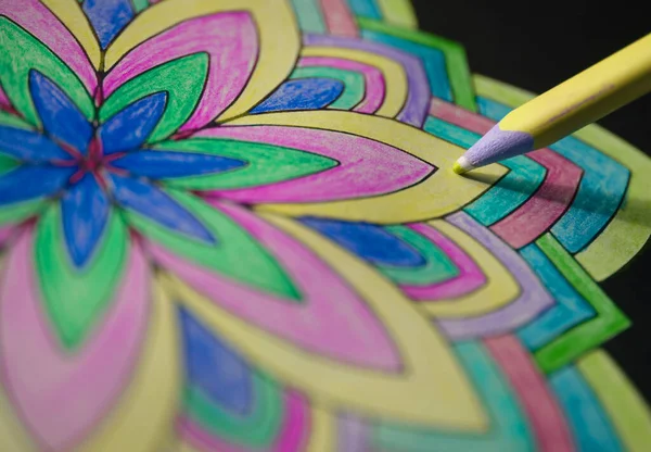 Detalhe Uma Mandala Pintada Mão — Fotografia de Stock