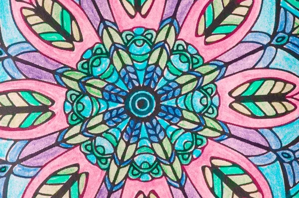 Detalhe Uma Mandala Pintada Mão — Fotografia de Stock