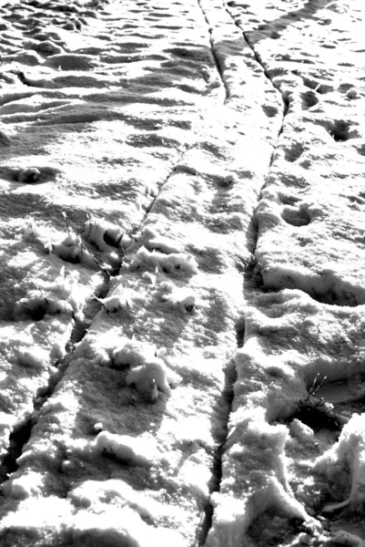 Matschiger Schnee Auf Der Straße — Stockfoto