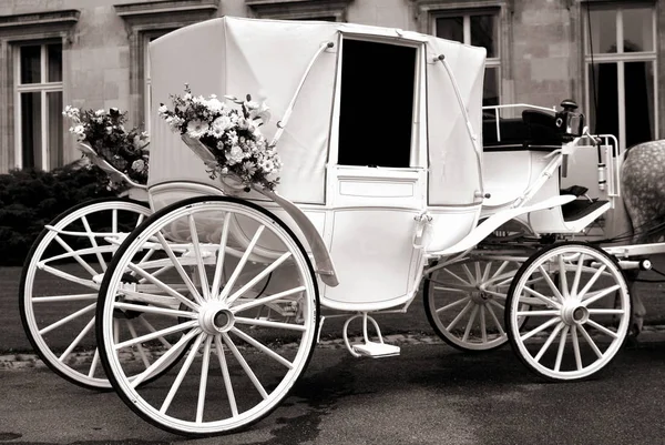 dreamlike white wedding carriage