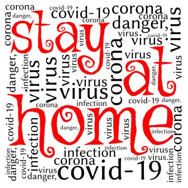 word cloud: stay at home clipart