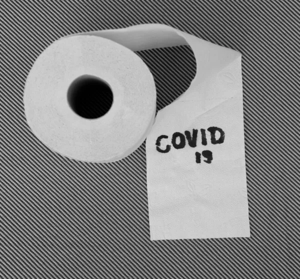 Toilet Paper Roll Words Covid — Stock Photo, Image