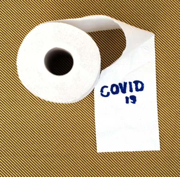 Toilet Paper Roll Words Covid — Stock Photo, Image