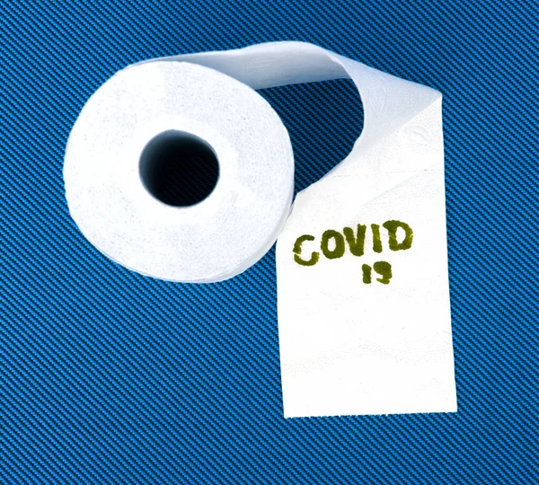 Toilet Paper Roll Words Covid — Stock Photo, Image