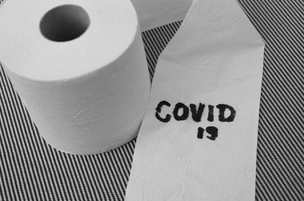 Toilet Paper Roll Words Covid — Stock Photo, Image