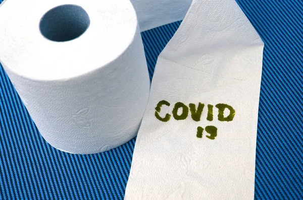 Toilet Paper Roll Words Covid — Stock Photo, Image