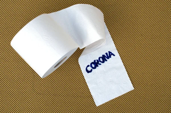 Papier Roll Met Het Woord Corona — Stockfoto