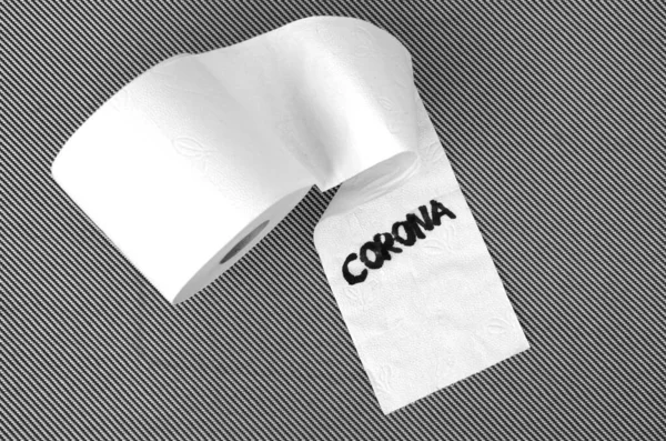 Ρολό Χαρτί Υγείας Λέξη Corona — Φωτογραφία Αρχείου