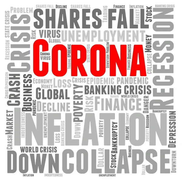 Word Cloud Dopady Globální Ekonomiku Důsledku Korony — Stock fotografie