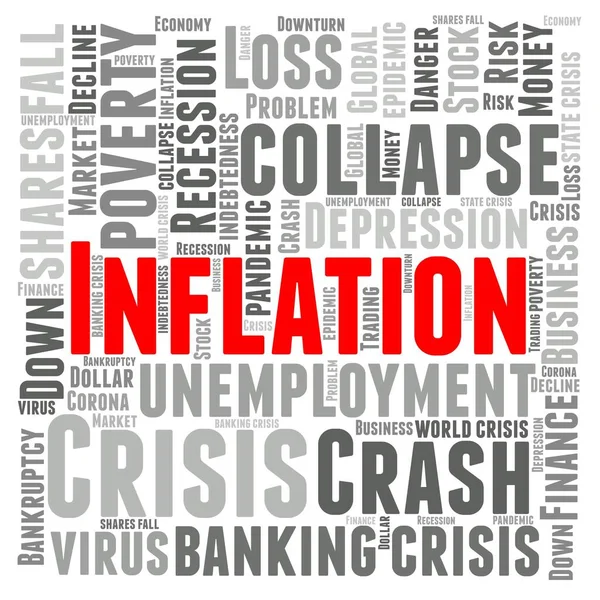 Nube Palabras Inflación Efectos Economía Mundial Debido Corona —  Fotos de Stock
