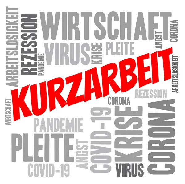 Wordcloud German Word Kurarbeit Translated Εργασία Μικρής Διάρκειας Επίδομα Εργασίας — Φωτογραφία Αρχείου