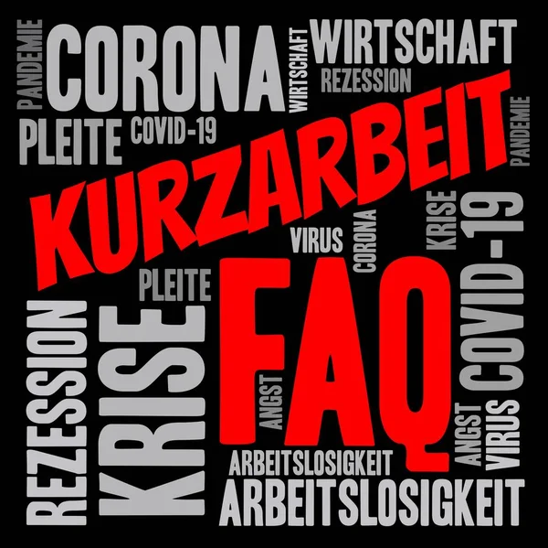 ドイツ語の Kurarbute の周りのよくある質問 短時間労働 短時間労働手当 サポート コロナ Covid パンデミック ウイルス — ストック写真