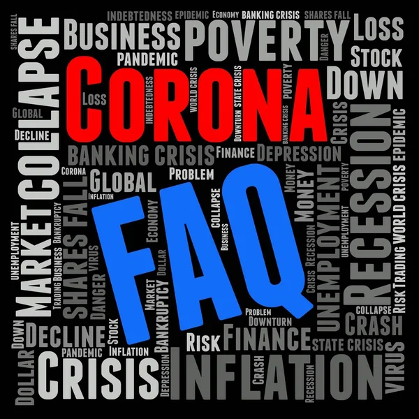 word cloud: frequently asked questions about the corona crisis