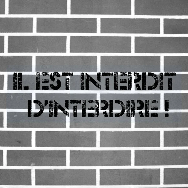 Fransız 1968 Sloganı Est Interdit Interdire Olan Duvar Anlamı Yasaklamak — Stok fotoğraf