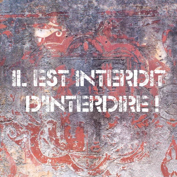 Wall French 1968 Slogan Est Interdit Interdire Meaning Forbidden Forbid ロイヤリティフリーのストック画像