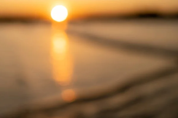 Rozmazat Pláž Bokeh Oranžový Západ Slunce Barvy Pozadí — Stock fotografie