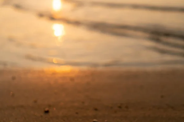 Rozmazat Pláž Bokeh Oranžový Západ Slunce Barvy Pozadí — Stock fotografie