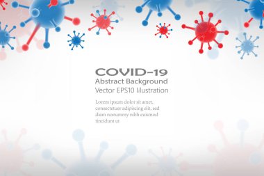 Gerçekçi 3d virüs hücreleri, boş boşluklu EPS10 illüstrasyon arka planı tehlikeli sembol vektörü. Roman Coronavirus COVID-19.