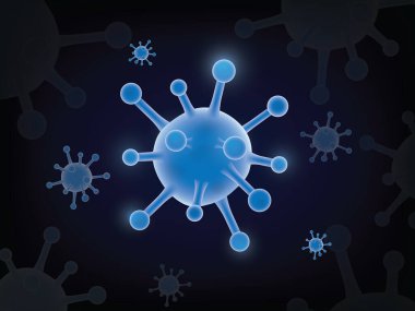 Gerçekçi 3d virüs hücreleri, boş boşluklu EPS10 illüstrasyon arka planı tehlikeli sembol vektörü. Roman Coronavirus COVID-19.