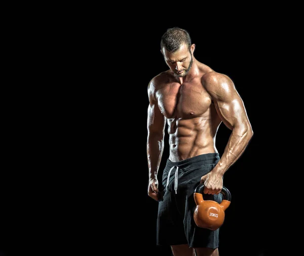 Kettlebell in hands — Stock Photo, Image