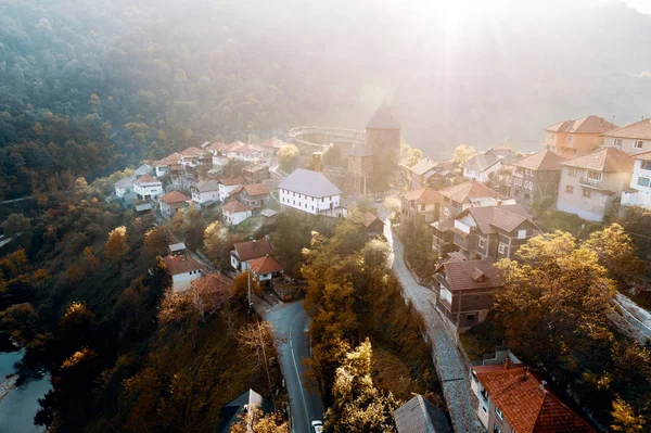Hrad Vranduk v Bosně. Letecký pohled. — Stock fotografie