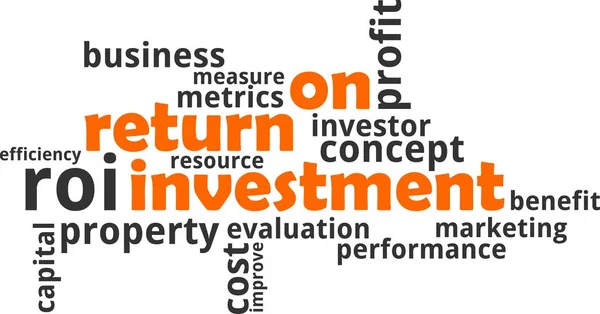 Word cloud - rendement op investeringen — Stockvector