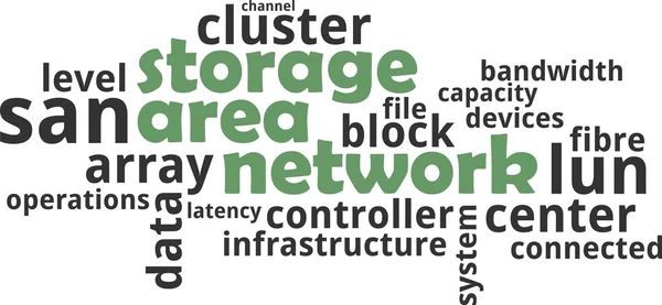 Word cloud - rete area di archiviazione — Vettoriale Stock