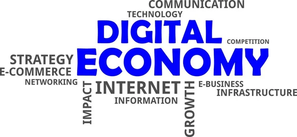 Palabra Nube Economía Digital — Vector de stock