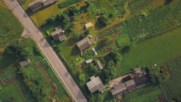 Aerial background drone view of a small village town — 비디오