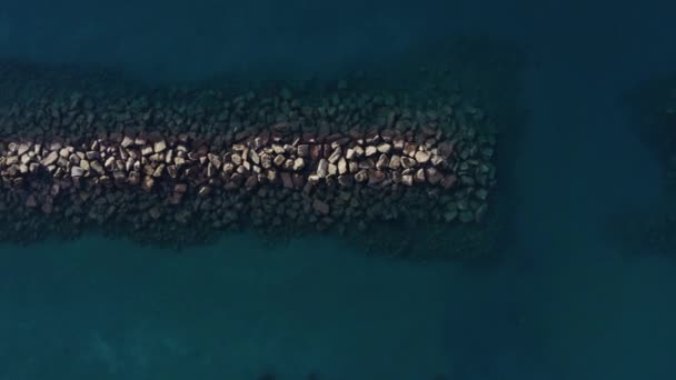 Aerial view of a breakwater on the Cyprus sea — Αρχείο Βίντεο
