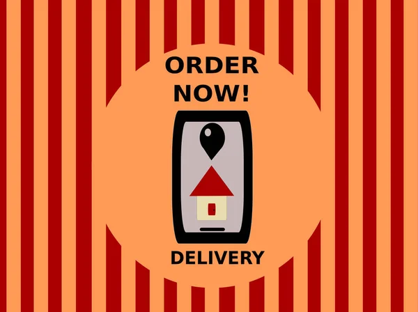 Delivery service illustration. Poster for advertising design template. Order and delivery service. Smartphone sales application.