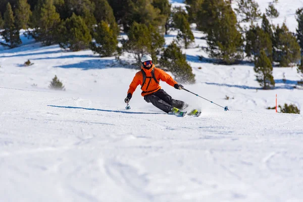 Grandvalira Andorra 2019 December Síléc Hegyekben Felkészült Sípálya Napos Nap — Stock Fotó