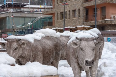 Canillo, Andorra: 2020 01: 23: Kış günü Canillo 'da karlı bir gün. Canillo, Andorra