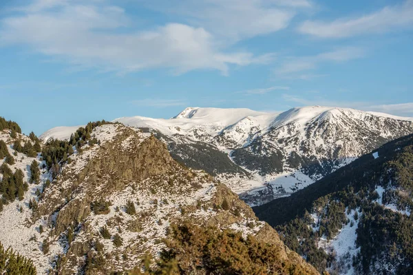 Uitzicht Een Zonsondergang Bergen Van Andorra Bordes Armiana — Stockfoto