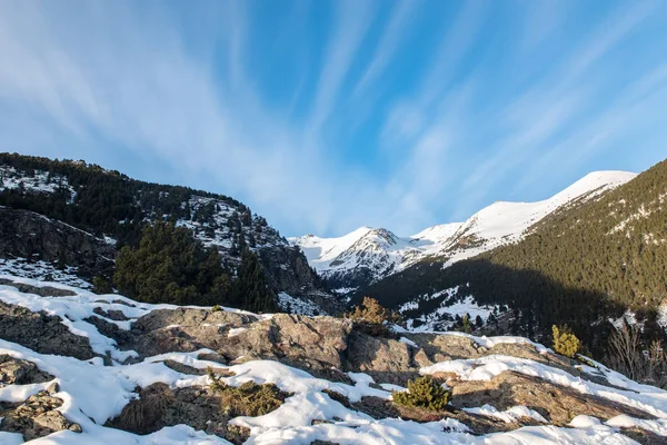 Uitzicht Een Zonsondergang Bergen Van Andorra Bordes Armiana — Stockfoto