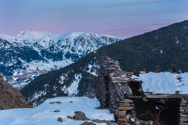 Pohled Západ Slunce Horách Andorry Bordes Armiana — Stock fotografie