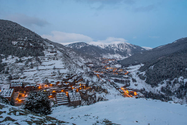 Cityscape in winter of Ransol, El Tarter and Soldeu in Andorra.