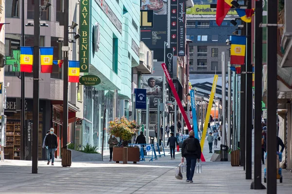 Escaldes Engordany Andorra 2020 April Människor Gatan Escaldes Engordany Alla — Stockfoto