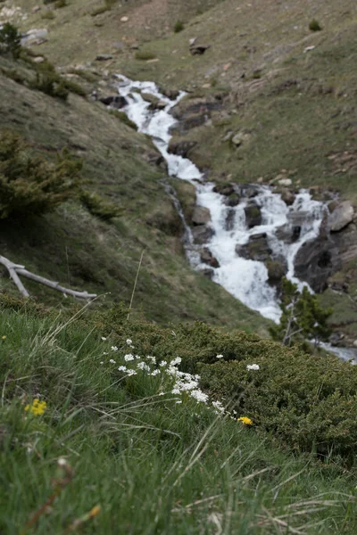 Vízesés Montaup Folyó Canillo Andorra Tavasszal — Stock Fotó