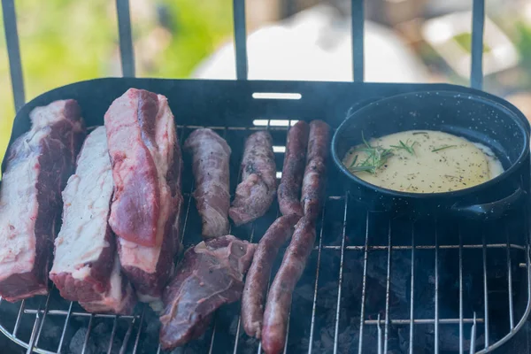 Primo Piano Tradizionale Barbecue Argentino Uruguaiano Provolone Chesse — Foto Stock