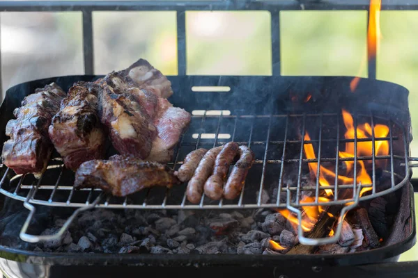 Primo Piano Barbecue Tradizionale Argentino Uruguaiano — Foto Stock