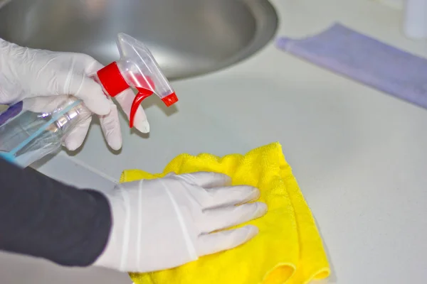 Young Woman Cleaning Home Swab — Stock Photo, Image