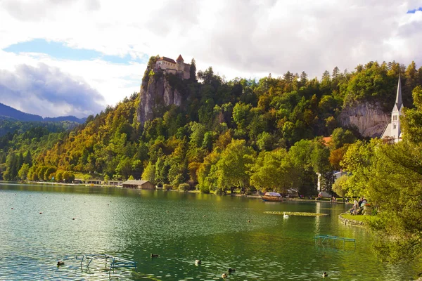 Cena Bonita Lake Bled Eslovênia — Fotografia de Stock