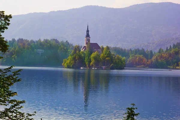 Beautiful Scene Lake Bled Bled Village Slovenia — Stock Photo, Image