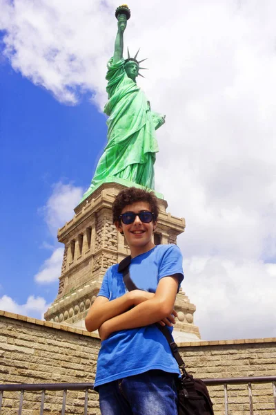 Porträt Eines Hübschen Jungen Urlaub Newyork Amerika — Stockfoto